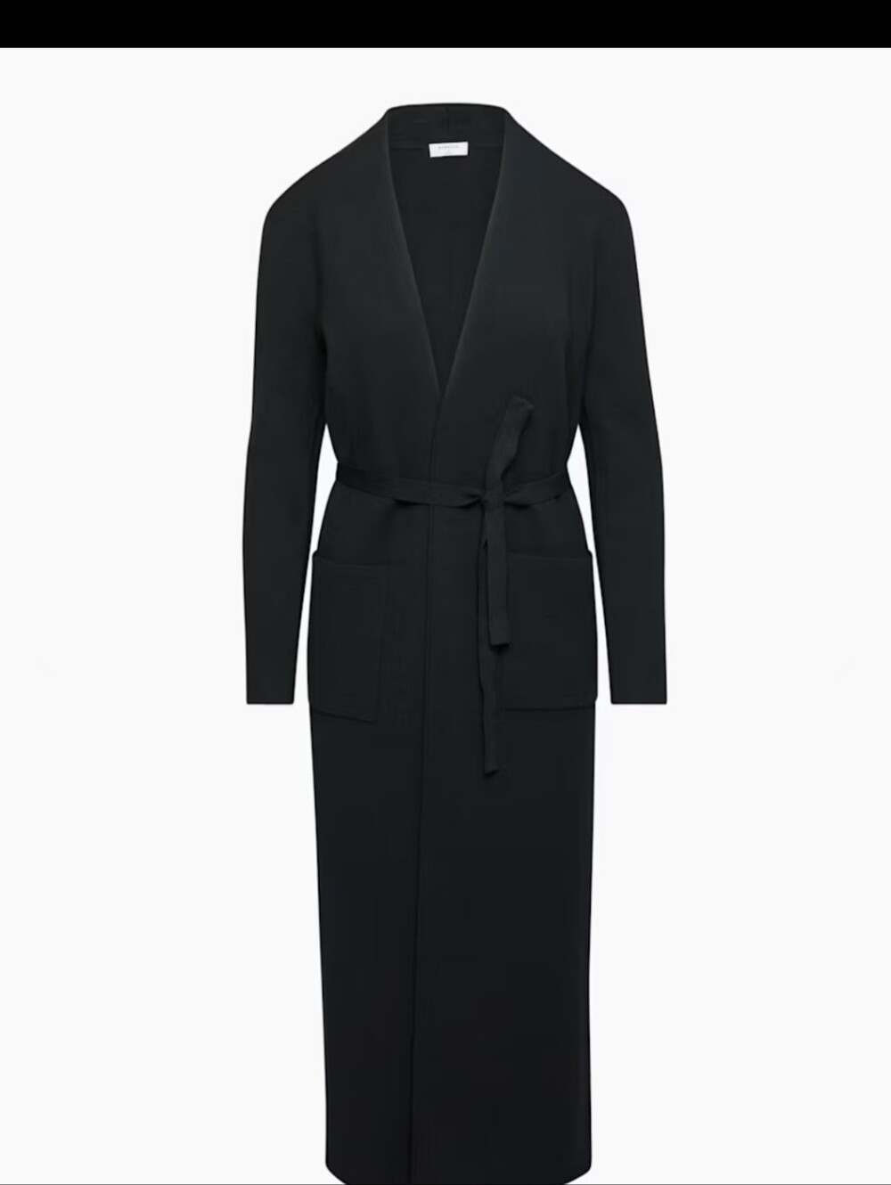 Babaton Long Black Knit Robe with Tie Belt Medium
